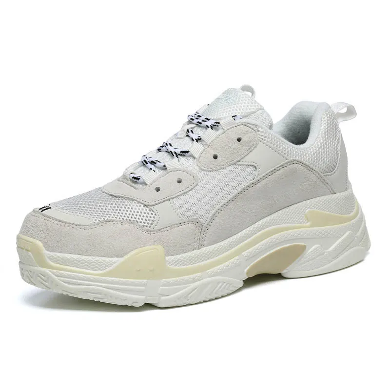 New sports shoes fashion wild tide shoes large size men's thick sole casual running shoes - Цвет: Белый