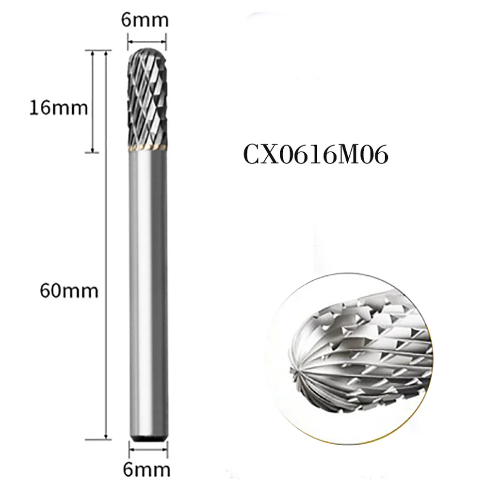 

Carbide Tungsten Steel Grinding Head 1pcs C-type Double Slot Cylindrical Ball Head Milling Cutter Woodworking Metal Rotary File