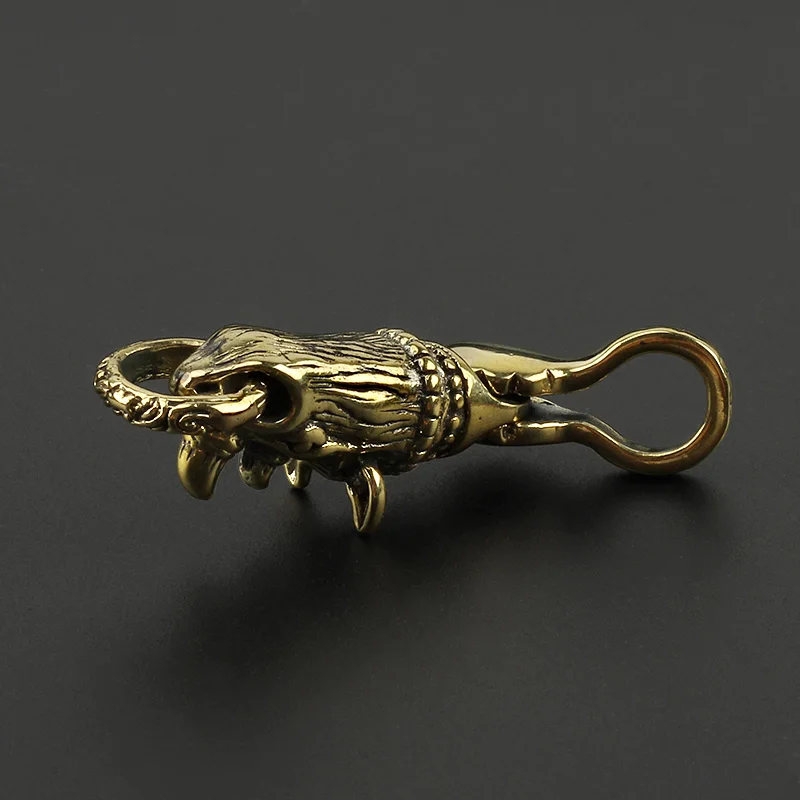 Латунный брелок с изображением носорога DIY EDC Rhinoceros брелок для ключей Медный кулон для животных открытый инструмент