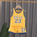 2021 летняя одежда для баскетбольных мячей для маленьких мальчиков и девочек, футболка, кофта + аксессуары, спортивные костюмы 1, 2, 3, 4, 5, 6 лет