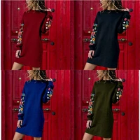 long floral pullover dress shirt casual jumper womens sleeve printed baggy mini