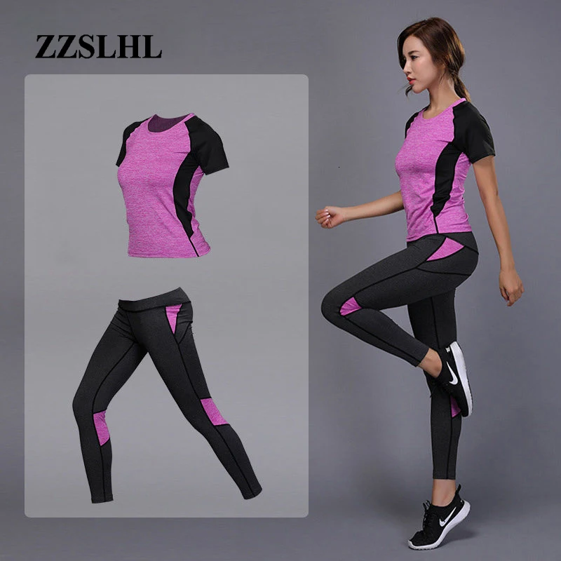 

Women's sportswear Yoga Set Fitness Gym Clothes Running Tennis Shirt+Pants Yoga Leggings Jogging Workout Sport Suit
