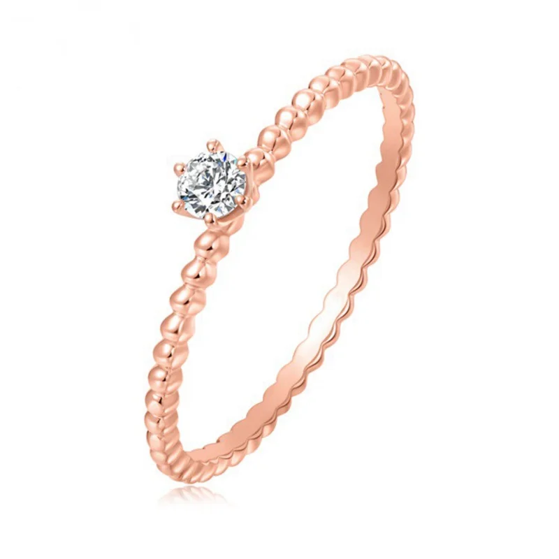

Solid 14K Rose Gold Certified 0.06ct SI/H Diamond Rings For Women Wedding Classic Band Gift Party Romantic Elegant Fine Jewelry