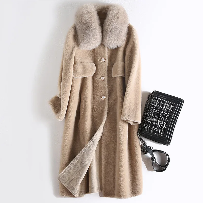

Зимняя куртка для стрижки Овцы Осень 100% натуральное пальто женская одежда 2020 корейские шерстяные куртки и пальто меховые Топы 199YY1775