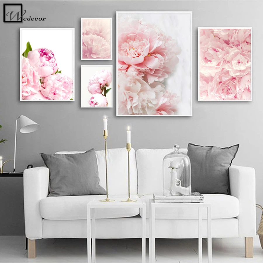 Скандинавский скандинавский ботанический цветочный розовый пион цветок картина