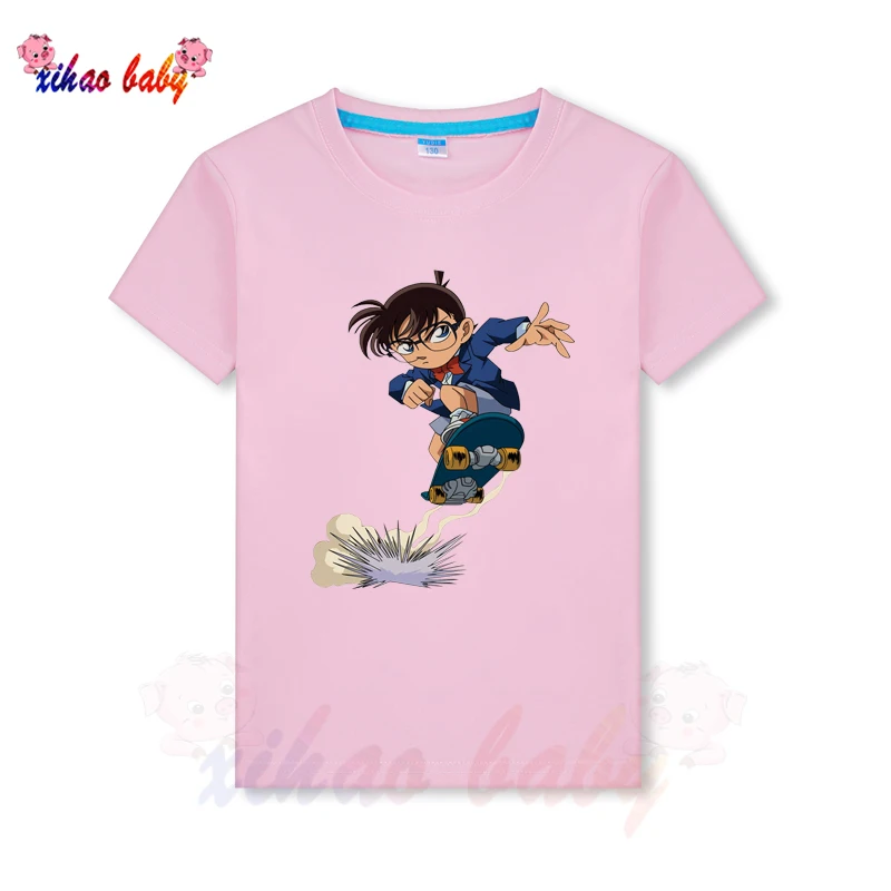 

Boys Detective Conan Print Clothes Girls 3D Funny Cartoon T-shirts Costume Children 2021 Summer Clothing Kids Tees Baby Top