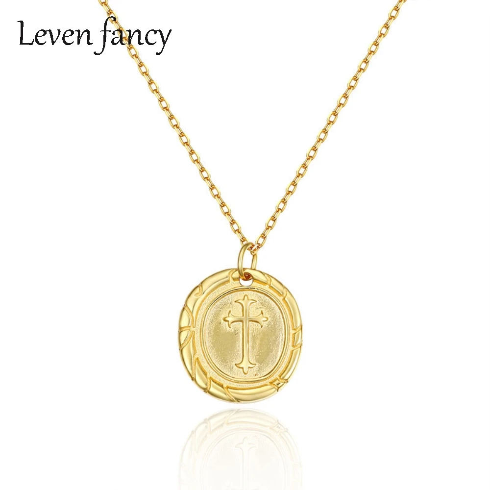 Религиозная Подвеска из чистого серебра 925 пробы золотой крест Иисус медаль