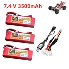 2s 7,4 V 3500mAh Lipo батарея для Wltoys 114 144001 RC автомобиль Лодка запасные части 2s 7,4 v Lipo батарея с USB зарядным устройством