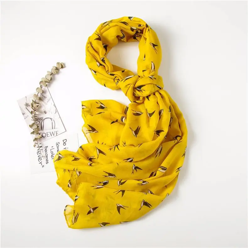 Корейский стиль весна и осень Новый темперамент желтый шарф Ласточка светильник