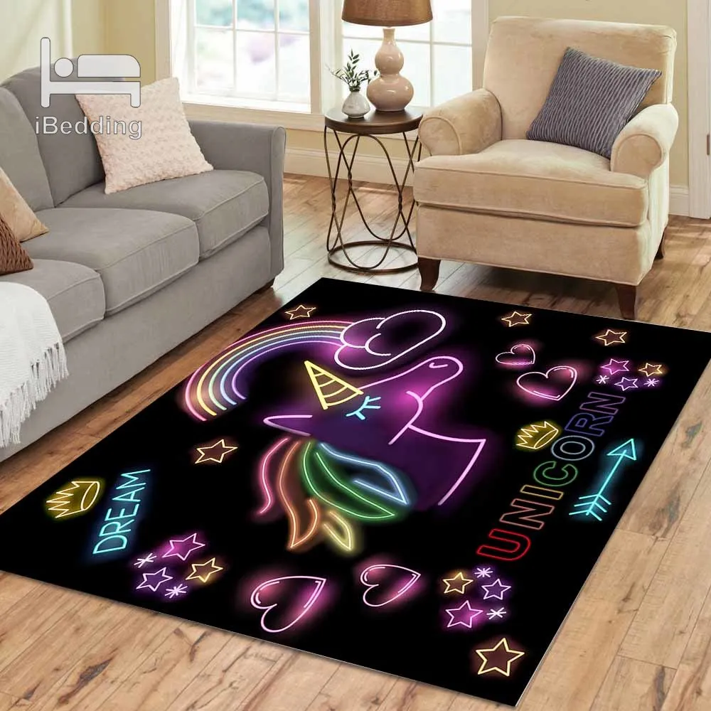 Ковер с 3D-принтом единорога Детские Большие ковровые покрытия для гостиной