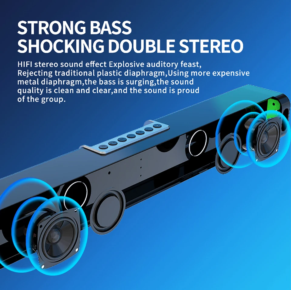 2021 Computer Game Speakers with RGB Light Powerful Bass Stereo Sound USB 3.5mm Optical Soundbar PC 20W Speaker for TV Mobile |