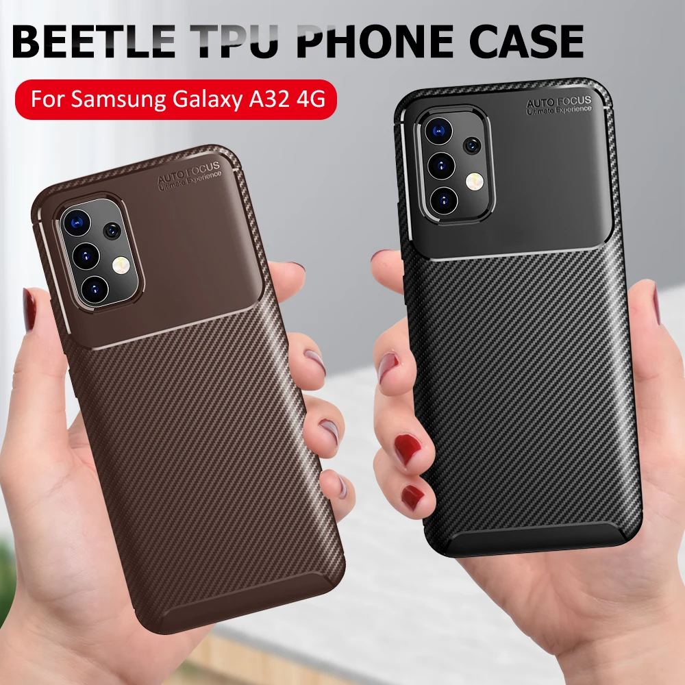 

A32 Case Carbon Fiber Silicone Bumper Phone Case for Samsung Galaxy A12 A32 A52 A72 A42 A51 A71 Soft TPU Shockproof Back Cover