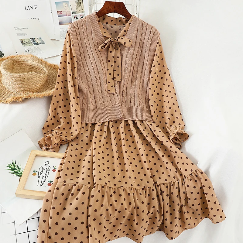 2019 Новая мода Женская одежда жилет платье из двух частей на осень и зиму платья