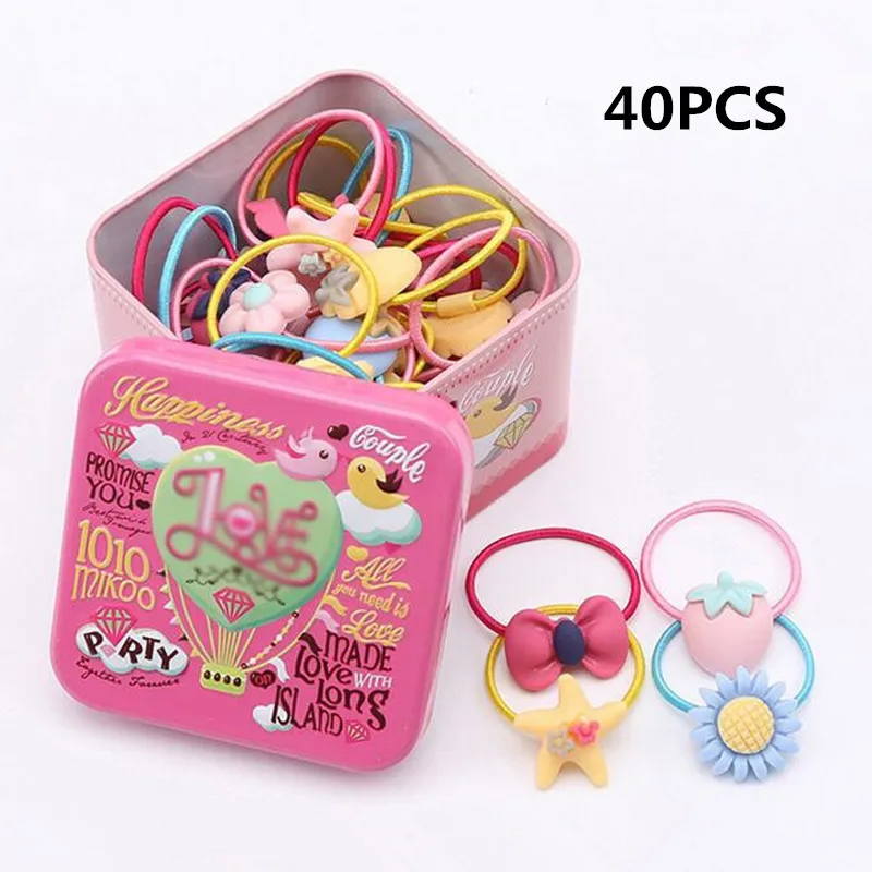 40 шт./кор. резинки для волос девочек Дети различных с мультипликационным принтом