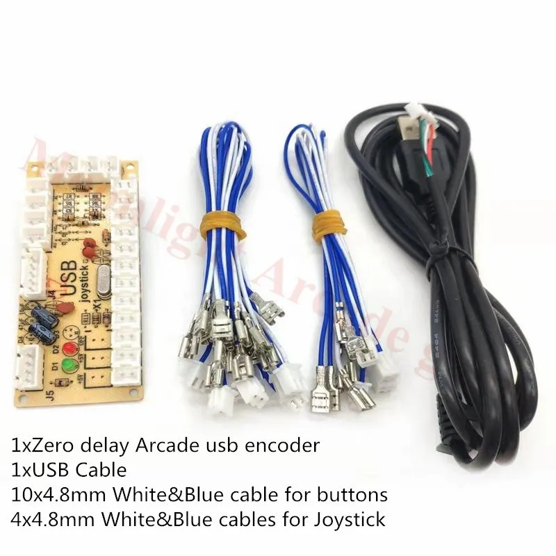 

Free shipping Zero Delay PC Game USB joystick Encoder controller PCB with wire DIY MAME/PC fighting joystick Raspberry Pi kits