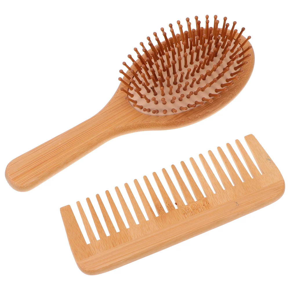 

2Pcs Detangling Wide Tooth Hair Brush Paddle Brush Comb Set for and Men