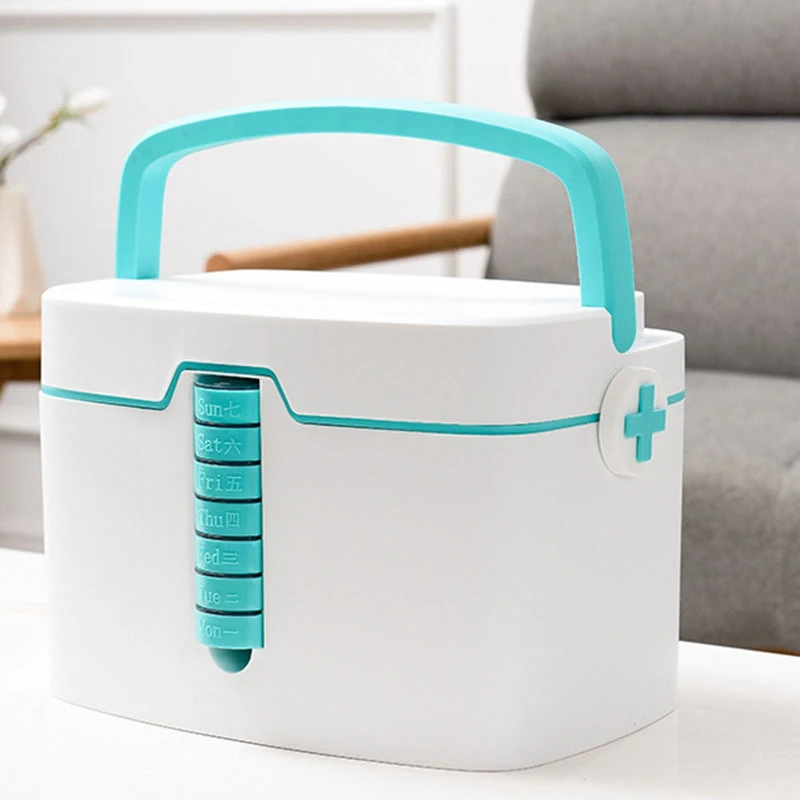 

Portable First Aid Container Plastic Medicine Storage Box Large Capacity Family Emergency Kit Storage Organizer