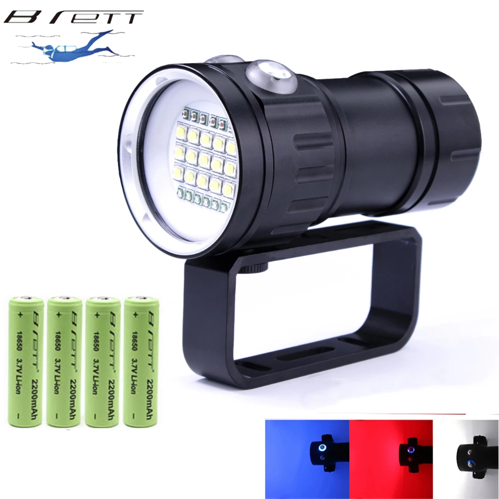 Светодиодный подводсветильник фонарь для фотосъемки и дайвинга 80 м