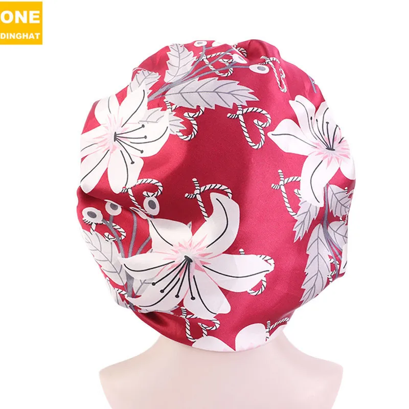 

No. 2020 New Lace Color Butyl Nightcap Increase Double Round Cap Hat Hair Care Household