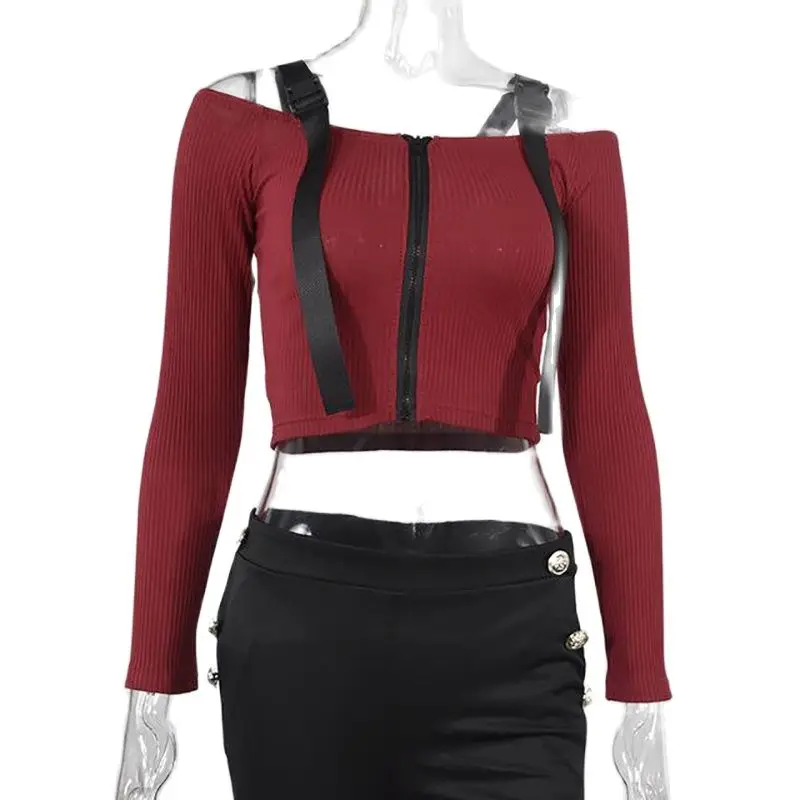 

Spring T Shirt Women Long Sleeve T-shirt Top 2021 Korean Fashion Style Feminina Knitted Cotton Black Sexy Short tshirt