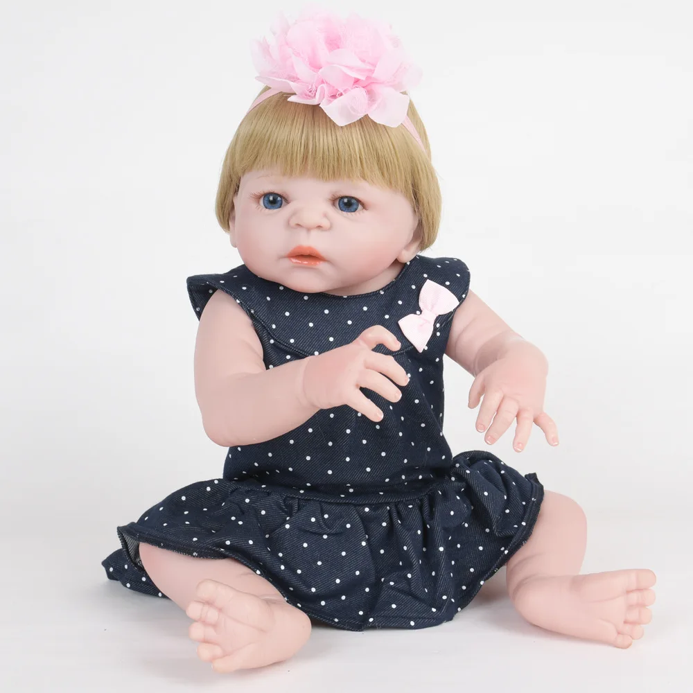 23 &quotполная виниловая 57 см Силиконовая Кукла Reborn Blue Eyes Baby Alive куклы для