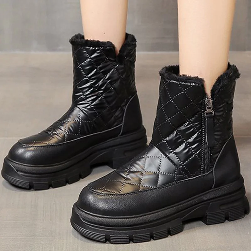 

Women Boots Winter Warm Women Causal Shoes Fur Snow Boots Women Zipper Design Ladies Shoes Platform Female Sneakers Botas Mujer