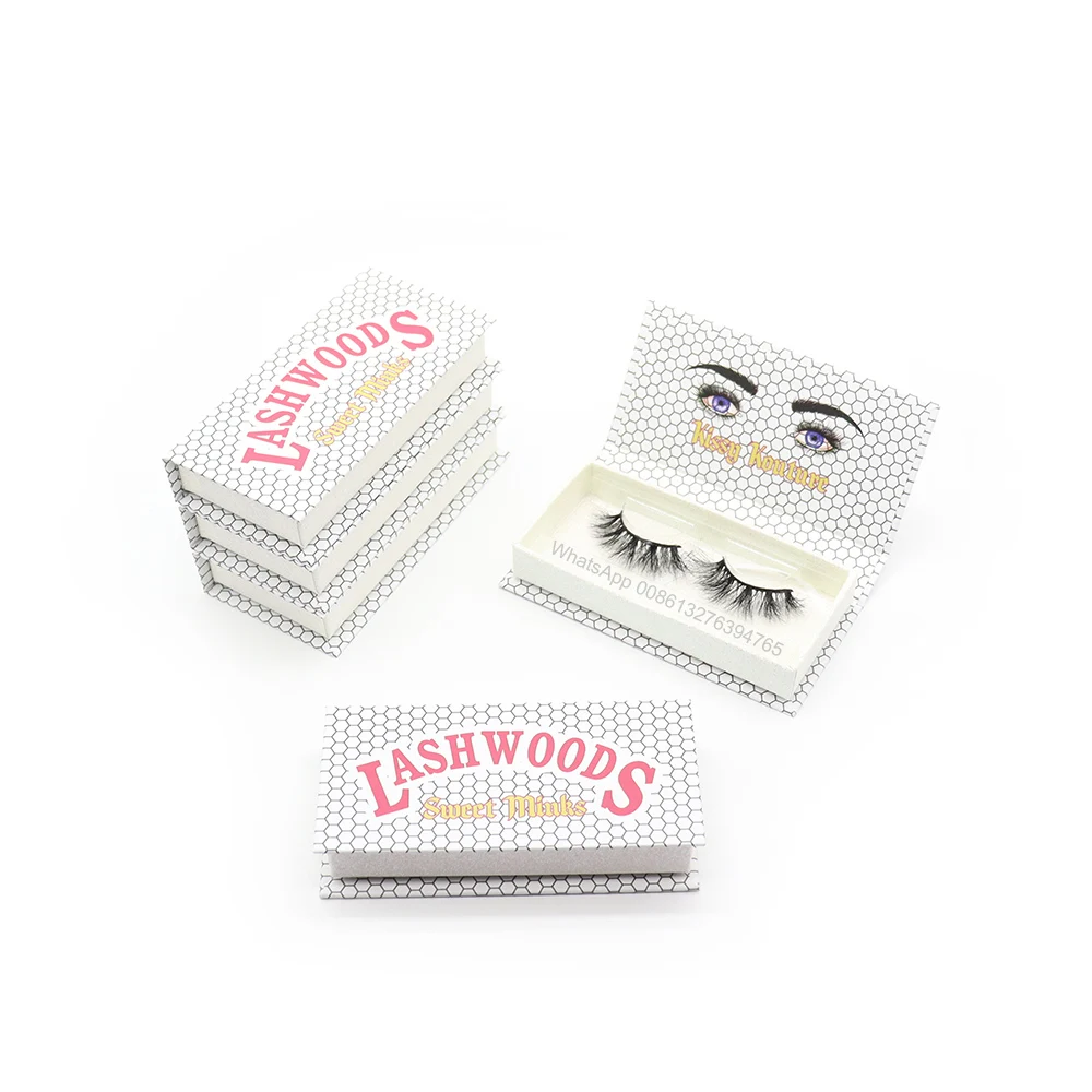 

Custom Eyelash Packaging with Logo Wholesale False Eyelashes 3D Mink Lashes Dramatic White LASHWOODS Eyelash Empty Box Free Tray