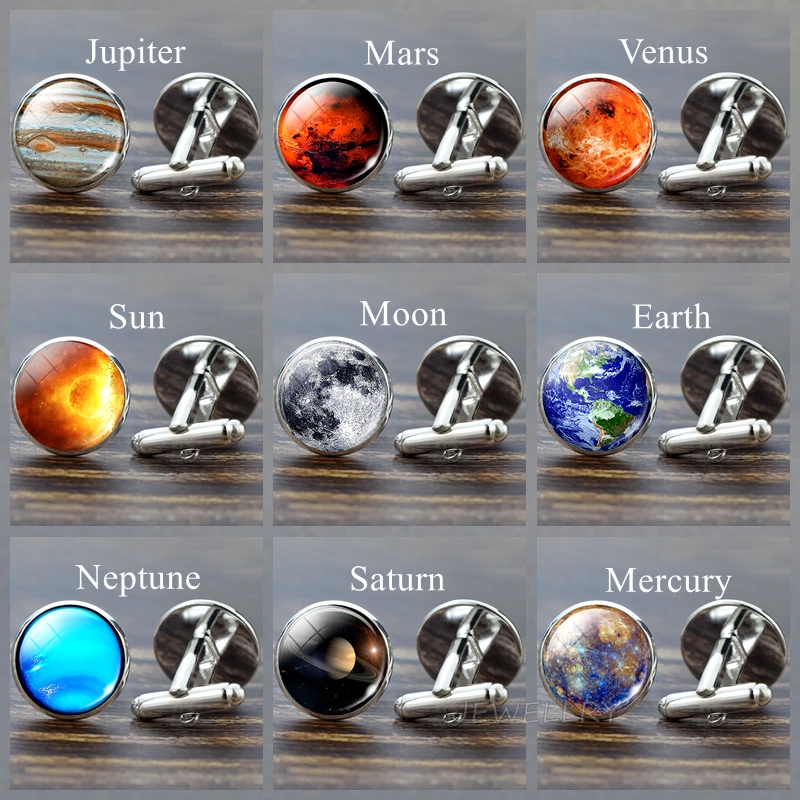 Запонки Moon Solar System Planet мужские запонки свадебные для мужчин костюма рубашки