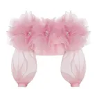 Женский короткий топ из тюля, розовая блузка с длинными рукавами-фонариками и цветочным принтом с кристаллами, 2020