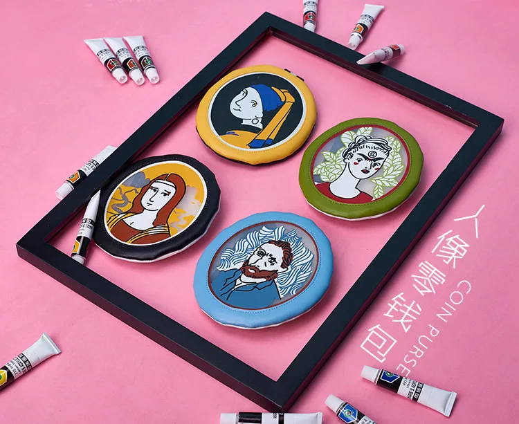 Kawaii портмоне для детей девушка ретро Рисунок Живопись модели сумки бумажник сумки Ван Гог маленькие Сумки из искусственной кожи для женщин