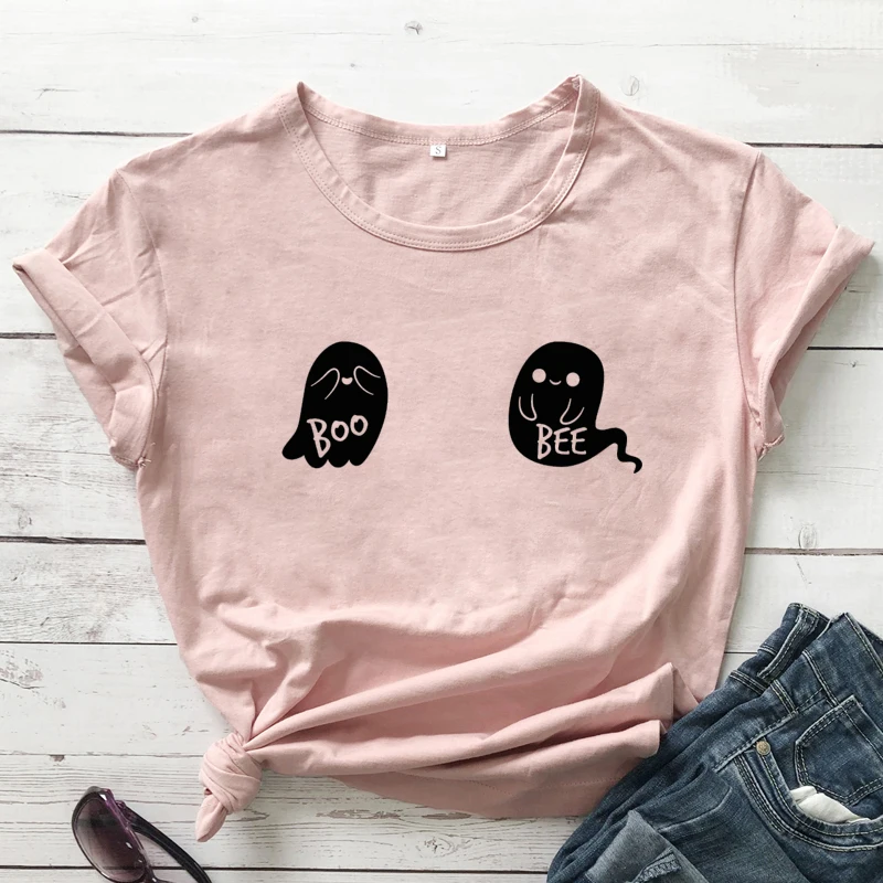Милая графическая футболка Boo Bee Ghost Boobs забавная вечеринка в честь Хэллоуина