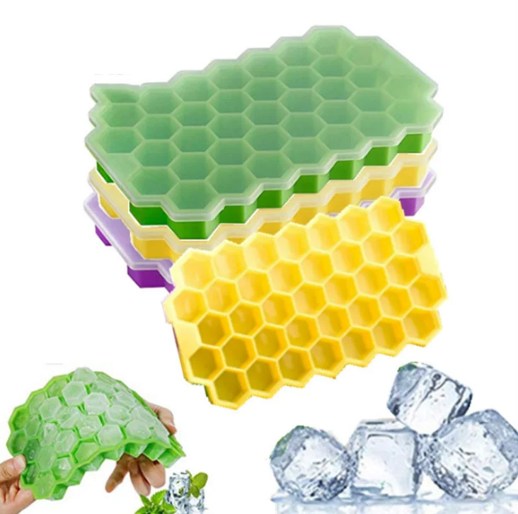 

Free Honeycomb Ice Cube Tray 37 Cubes Silicone Ice Cube Maker Mold With Lids For Ice Cream Party Whiskey Cocktail Cold Drink