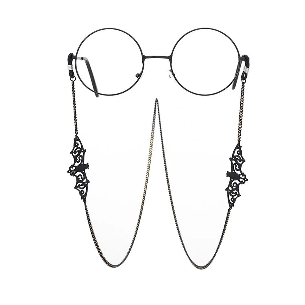 

Винтажный шнурок в виде летучей мыши, цепочка для очков, черная металлическая подвесная веревка унисекс для солнцезащитных очков, декорати...