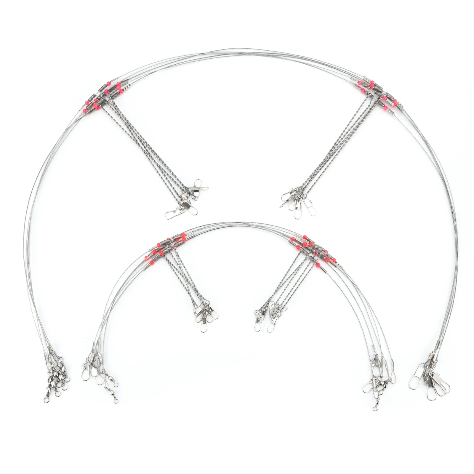 

10pcs Sea Fishing Leaders Surf Fishing Wire Bottom Rig Stainless Steel Barrel Swivel Interlock Snaps Saltwater Lures Bait Hook