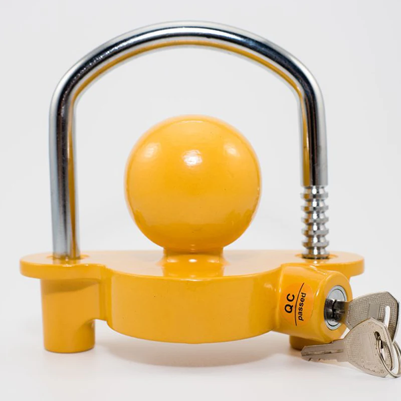 

Universal Heavy Duty Hook Lock Yellow Trailer Ball Tow Ball Iron Alloy Hitch Coupling Lock Anti-Theft Camping Caravan Accessory