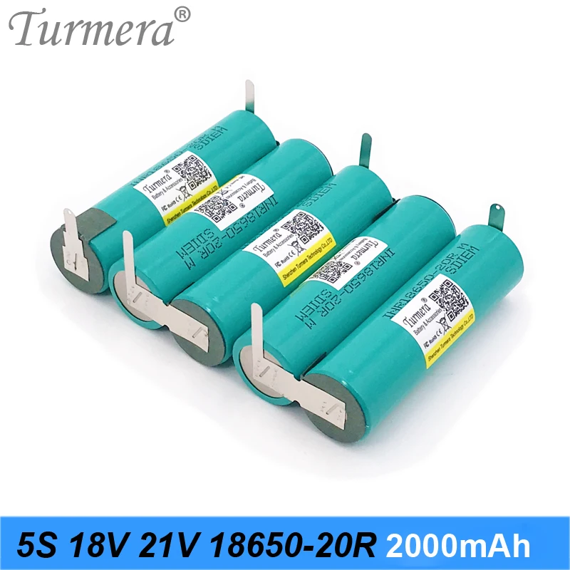 

2000 мА/ч, 4000 мА/ч, 20A Батарея пайки Батарея 5S 18V 21V INR18650-20RM для 18В отвертка Shrika и пылесос Применение Turmera