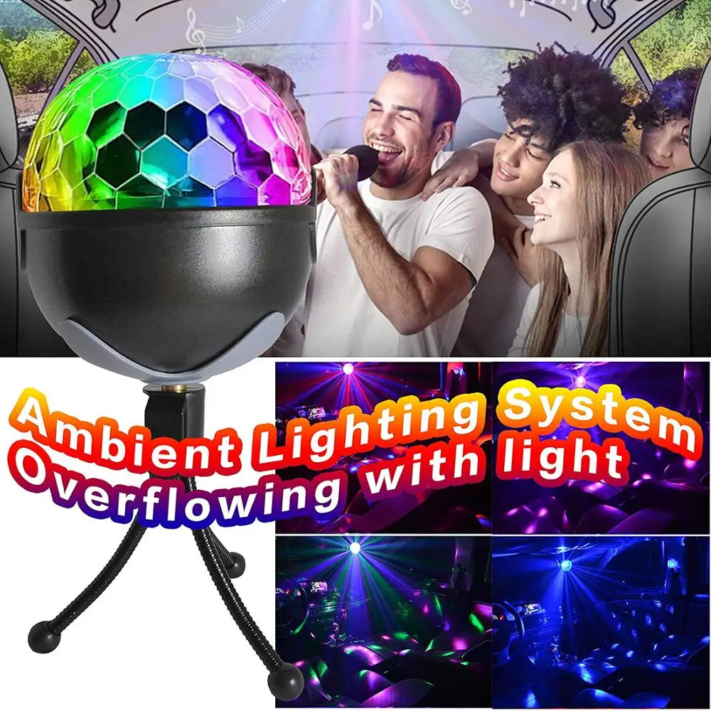 

RGB Хрустальный волшебный шар KTV вечерние автомобиля USB пульт дистанционного управления присоска Красочный Вращающийся Диско сцсветильник