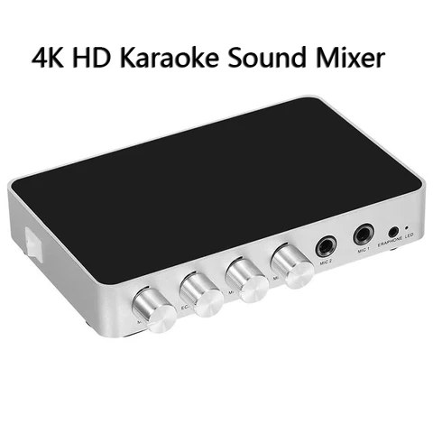 4K HDMI микшер для караоке цифровая стерео аудио система с 2 микрофонами вход усилитель для караоке Регулировка громкости для сцены