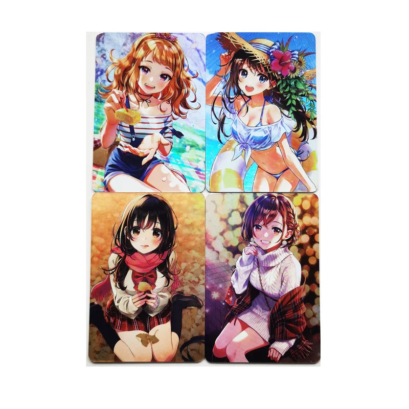 

10pcs/set ACG Four Seasons Girls One Piece Kamado Nezuko Sexy Girls Refraction Hobby Collectibles Game Anime Collection Cards