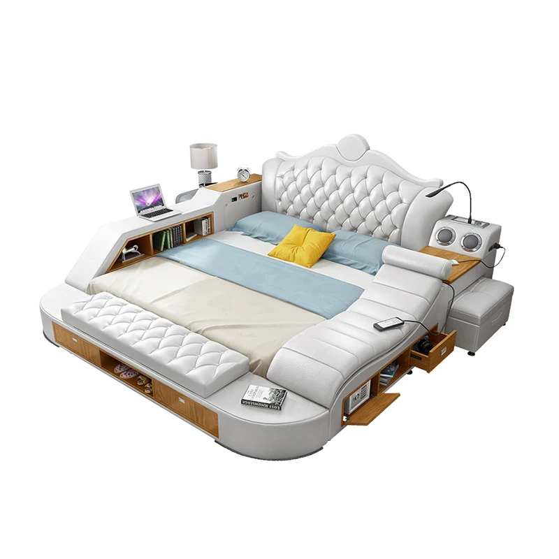 bed without mattress CBMMART Китай многофункциональная Современная татами кожаная кровать с матрасом - Цвет: bed without mattress