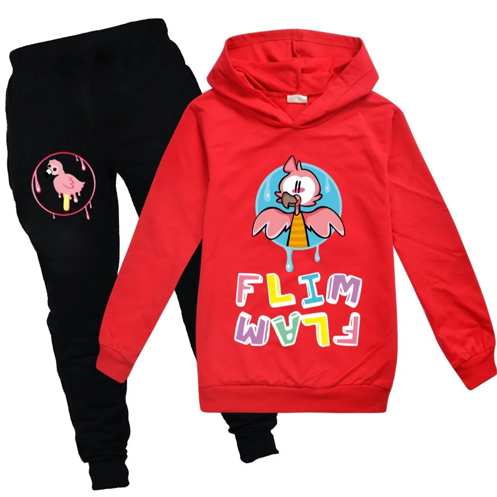 Flamingo Flim Flam Merch Youth Hoodies YOUTUBER Kids Boys Sweatshirt Girls Clothes Pullover Jumper Long Sleeves T Shirts + Pants