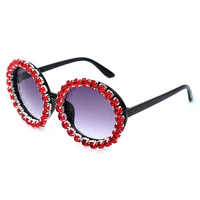 2021 new luxury round frame diamond studded ladies sunglasses colorful retro personality woman goggles beach gafas de sol mujer