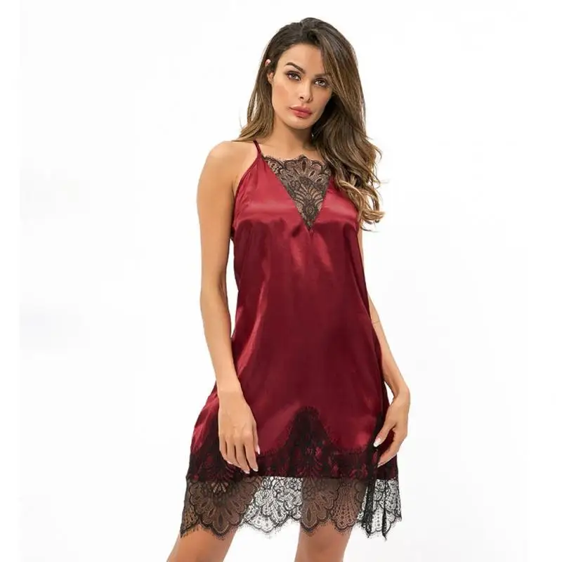 

Pajamas Women Summer Thin Suspenders Nightdress Sexy Lace Silk Home Service