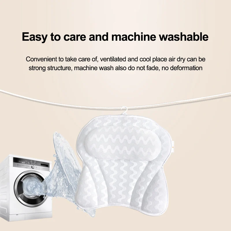 

Breathable 3D Mesh Spa Bath Pillow with Suction Cups Neck and Back Support Spa Pillow for Home Hot Tub Bathroom Accessories