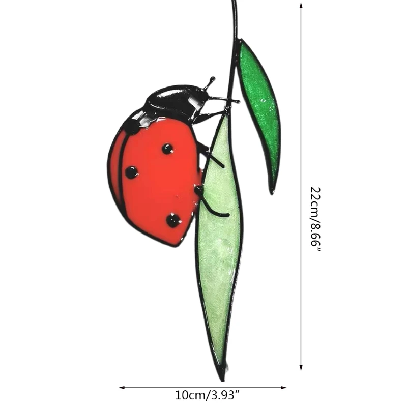 

Ladybug Suncatcher Stained Glass Window Wall Door Hangings Family Office Car Decoration for Garden Ornament Gift
