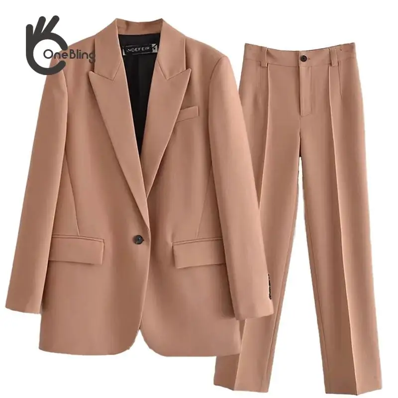 Aonibieer 2021 Женский комплект из 2 предметов Блейзер брюки элегантные модные шикарные