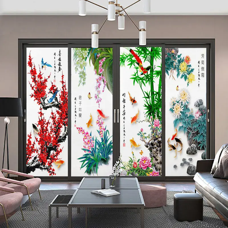Новый китайский стиль кухня отель ванная комната раздвижная дверь пленка для