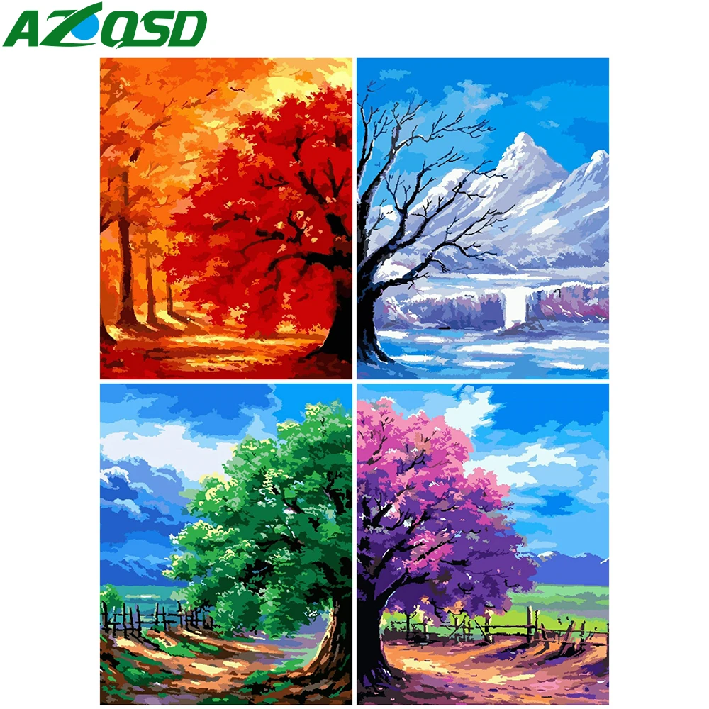 AZQSD DIY Краски ing Раскраска по номерам холст Наборы дерево Декор для дома Акриловые