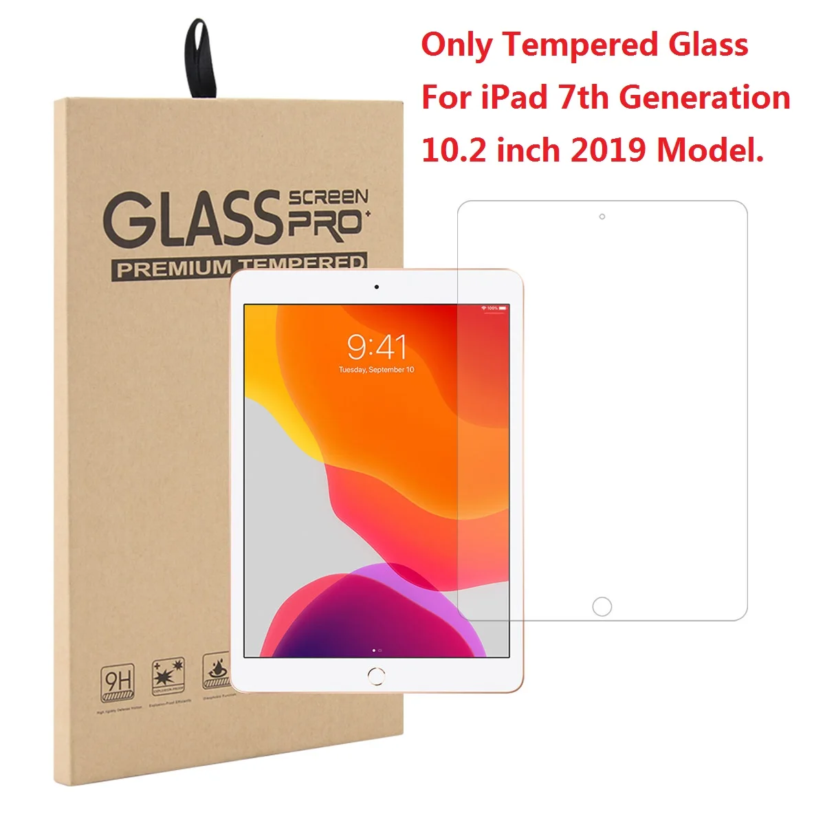 Tempered Glass Для iPad 10,2 Чехол 7 цветов с подсветкой Беспроводная Bluetooth клавиатура из искусственной кожи чехол для планшета для iPad 7th Gen 10," Чехол - Цвет: Tempered Glass