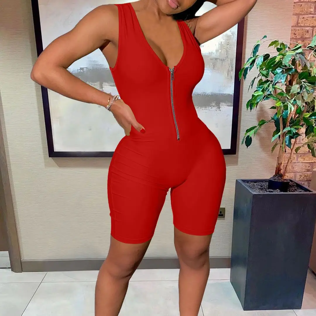 Wantmove New Fashion Sexy Jumpsuit For Women High Quality Zipper V-neck Bodysuit 2021 Promotion Party AM727